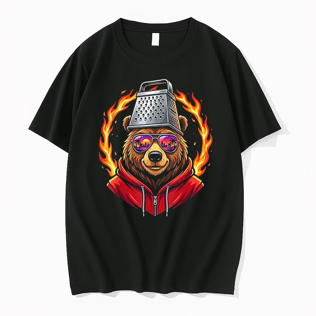 Vintage Bear With Cheese Grater Hat And Retro Sunglasses Shirts