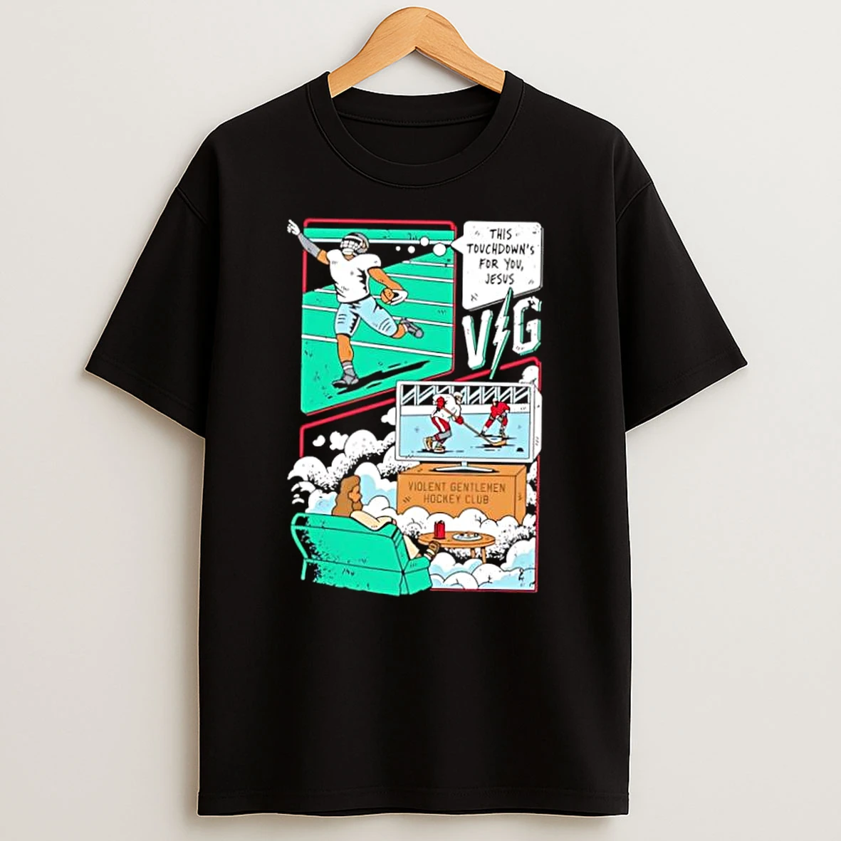 Violent Gentlemen Hockey Club This Touchdowns For You Jesus Shirts