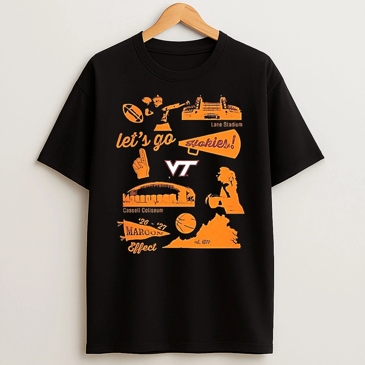 Virginia Tech Lets Go Hokies Woman Shirts