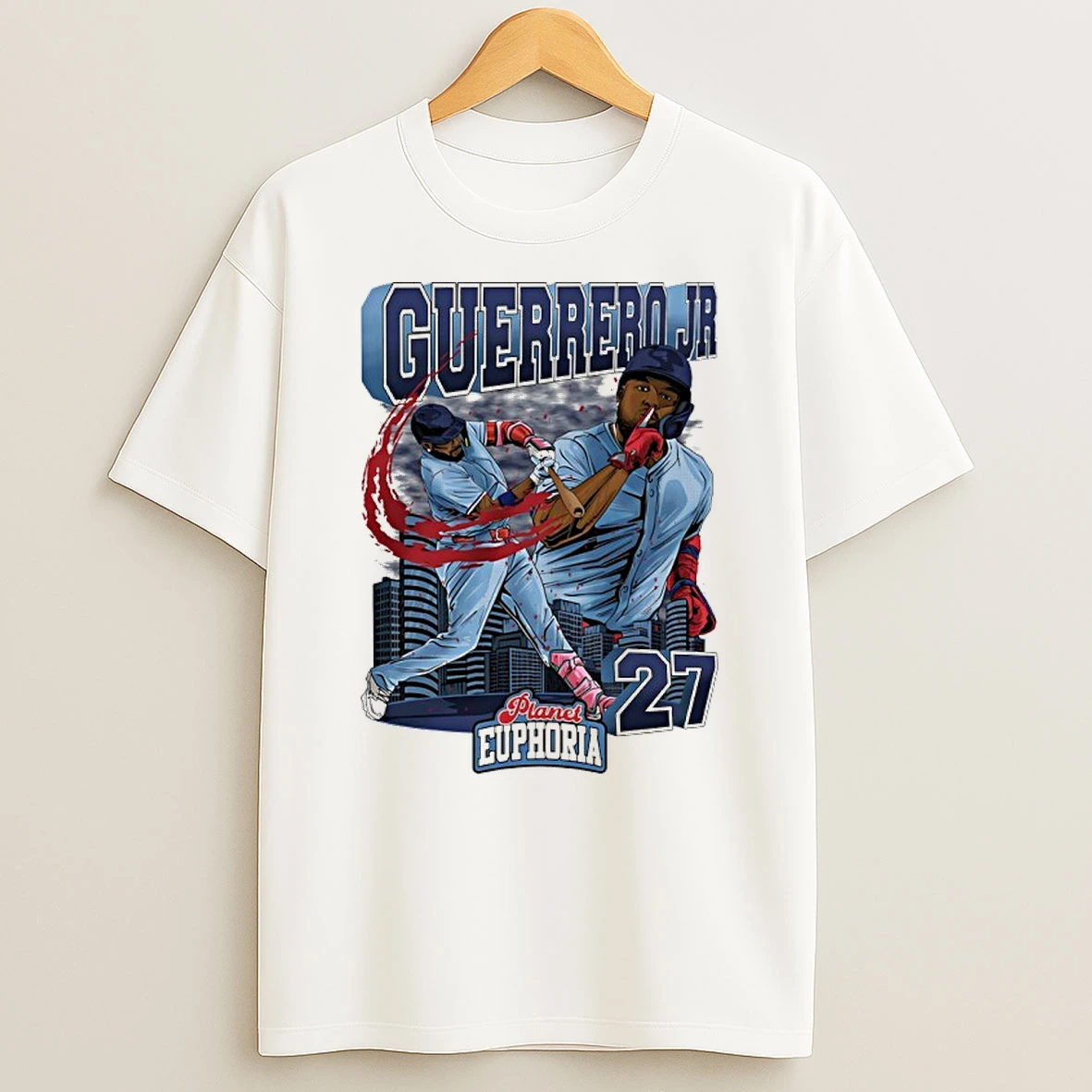 Vladimir Guerrero Jr 27 Toronto Blue Jays Player Swing Skyline Shirts