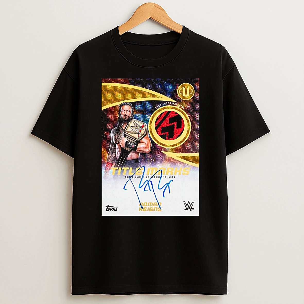Wwe Roman Reigns Title Marks Topps Certified Autograph Issue Signature Shirts