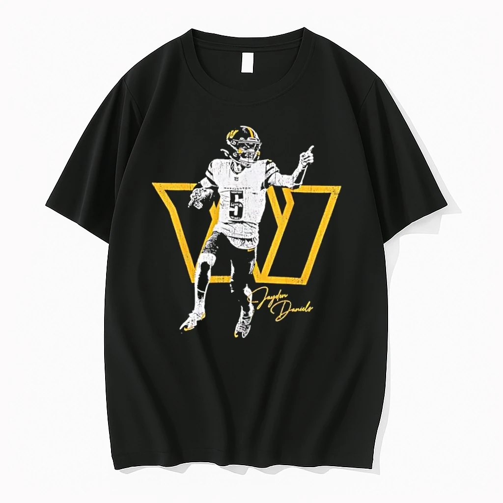 Washington Commanders Jayden Daniels Signature Retro Logo Shirts