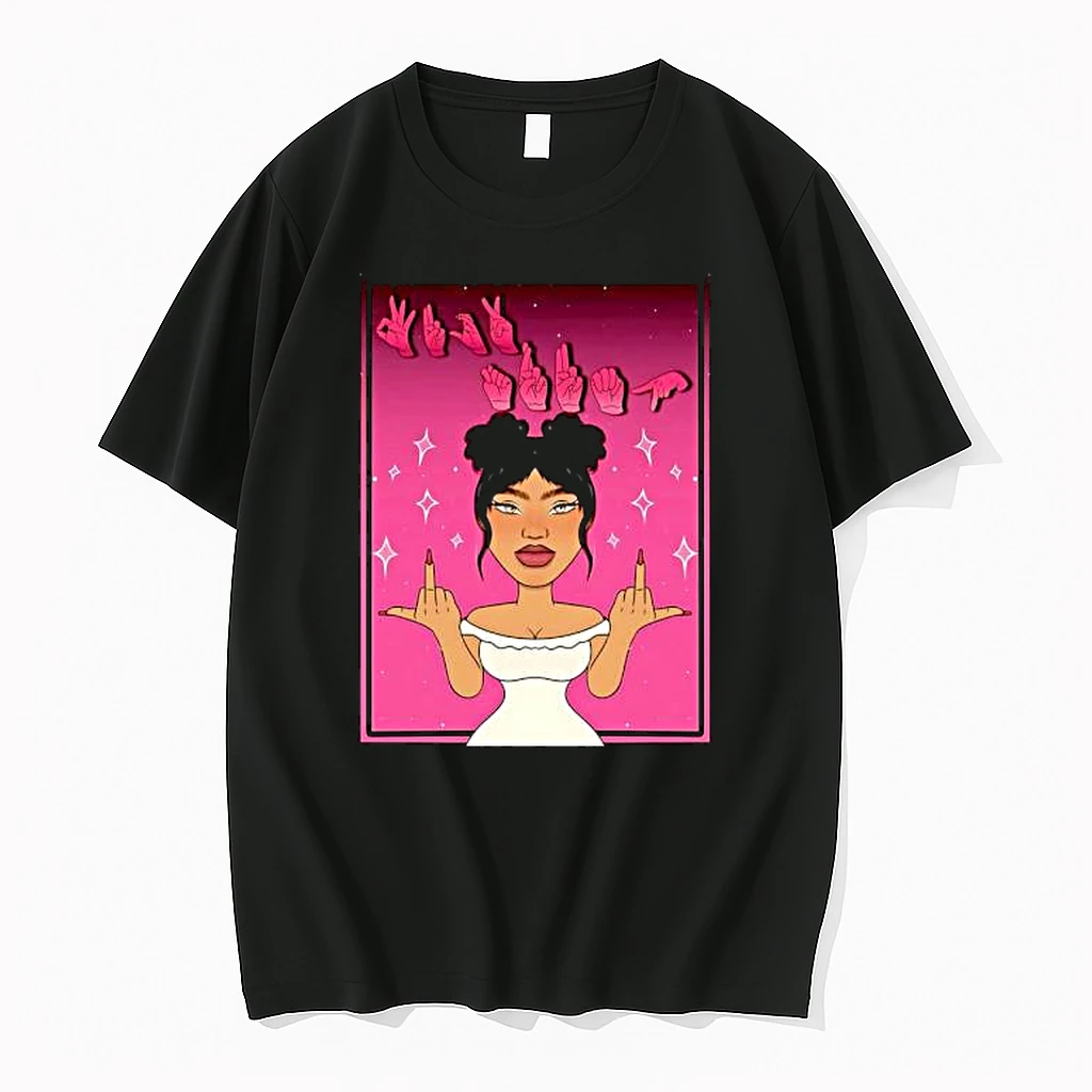 Whatever Asl American Sign Language Girl Two Middle Fingers Up Shirts