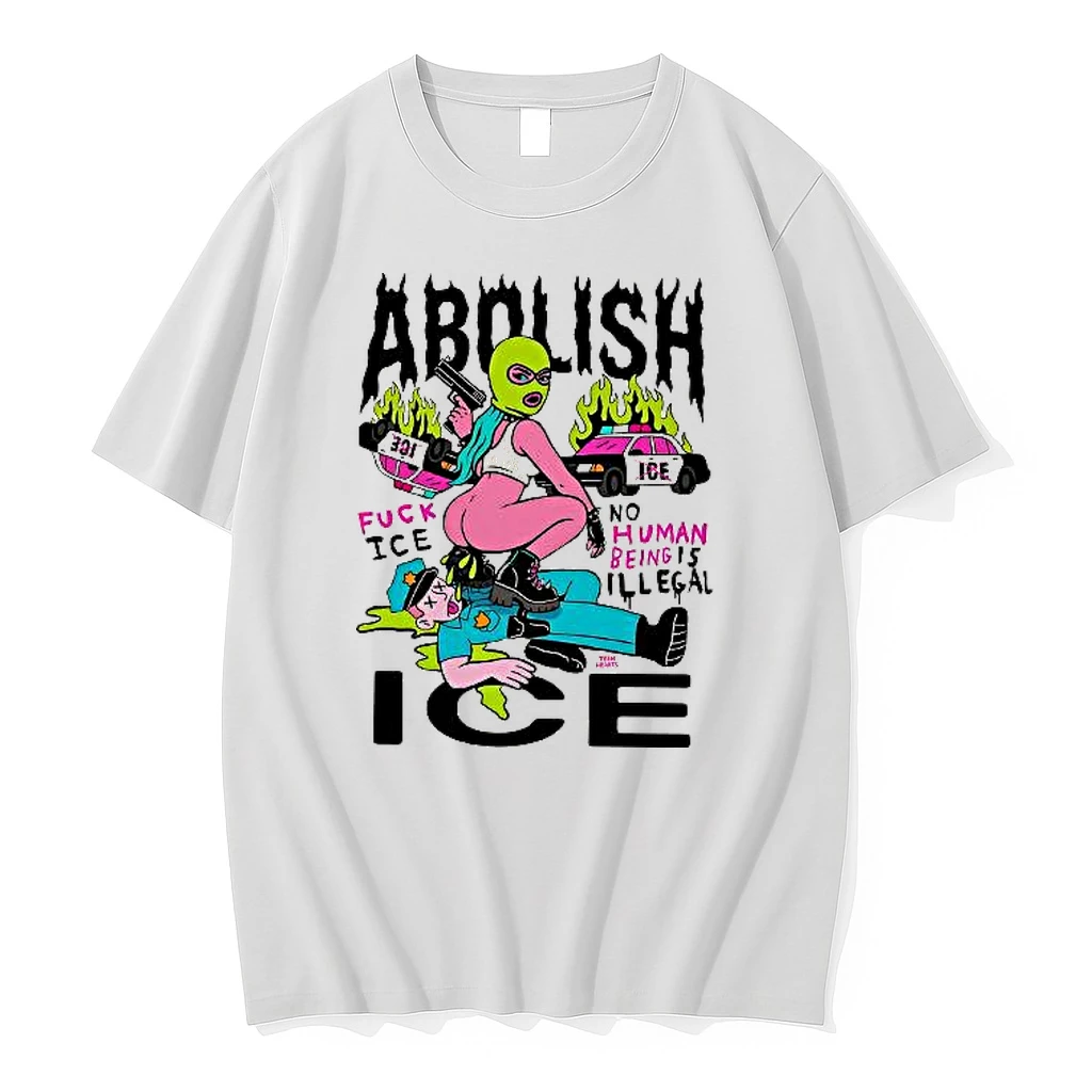 Women Resist Police No Human Being Is Illegal Abolish Ice Caricature Woman Shirts