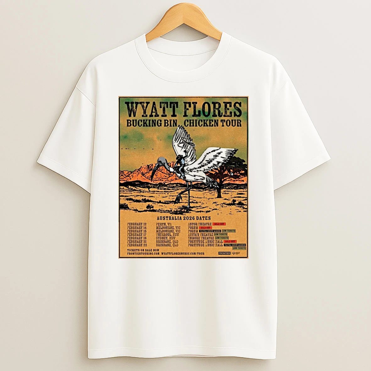 Wyatt Flores Bucking Bin Chicken Tour Australia 2026 Dates Shirts