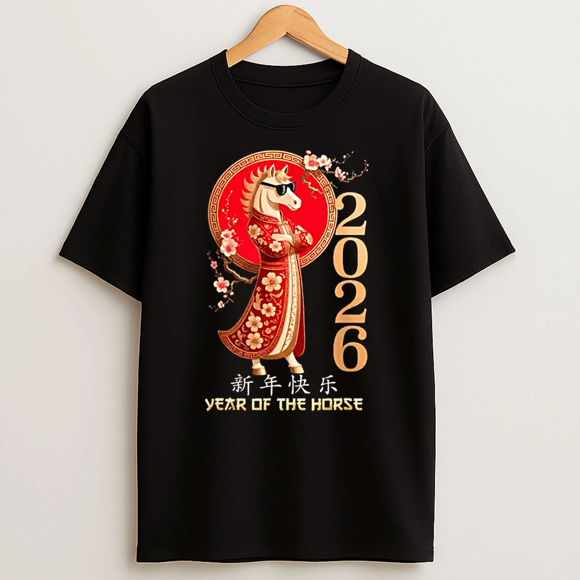 Year Of The Horse 2026 Chinese Cool Sunglasses Shirts