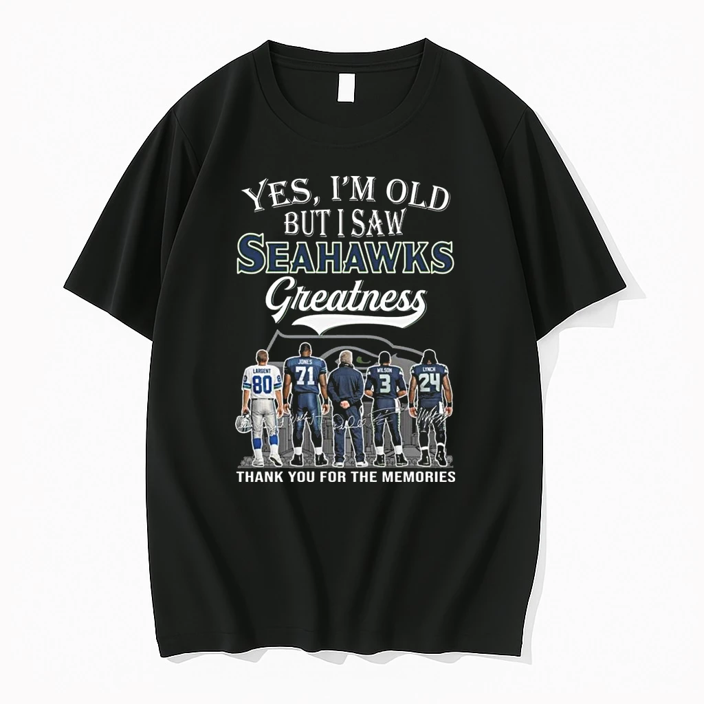 Yes Im Old But I Saw Seattle Seahawks Greatness Players Signatures Thank You For The Memories Shirts