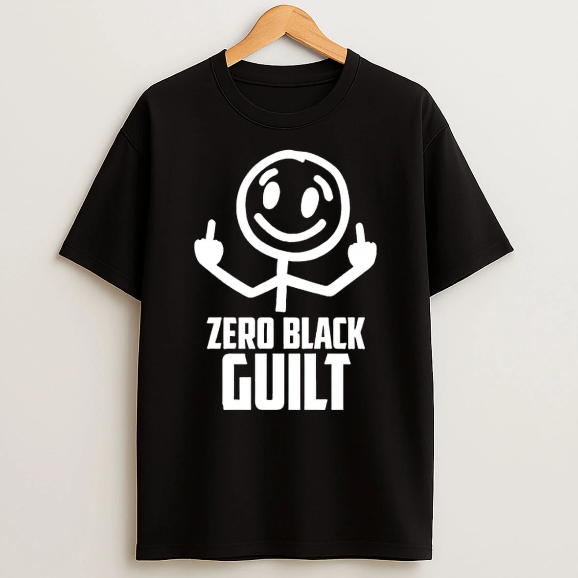 Zero Black Guilt Middle Finger Shirts