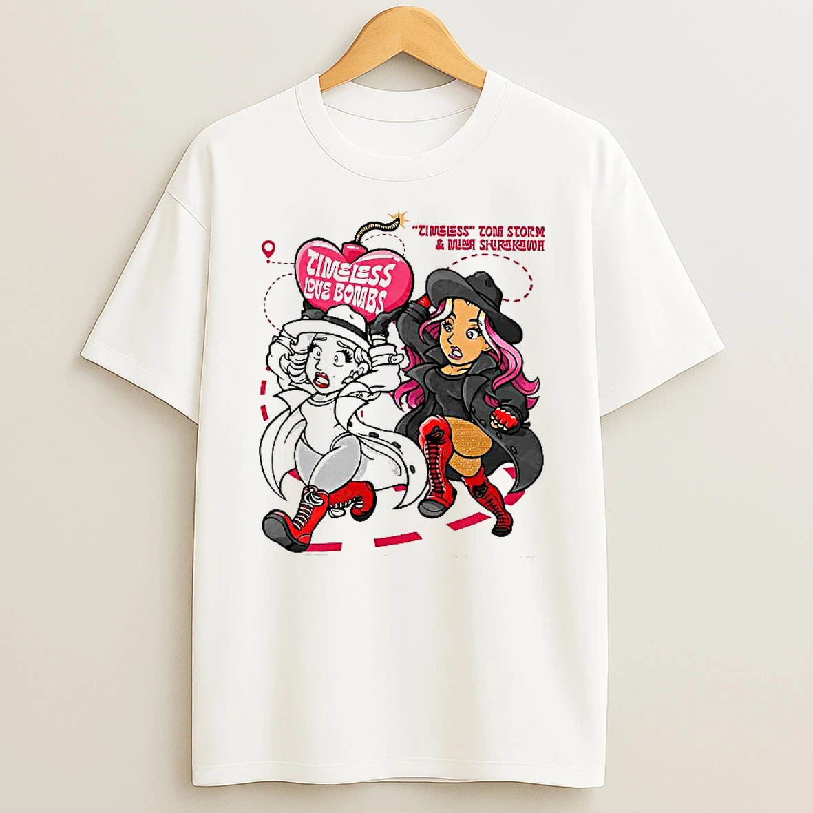 Whatwillwear Clickoneshirt 20260126_091145 99_timeless Toni Storm And Mina Shirakawa Aew Timeless Love Bombs Heart Cartoon Woman Shirts