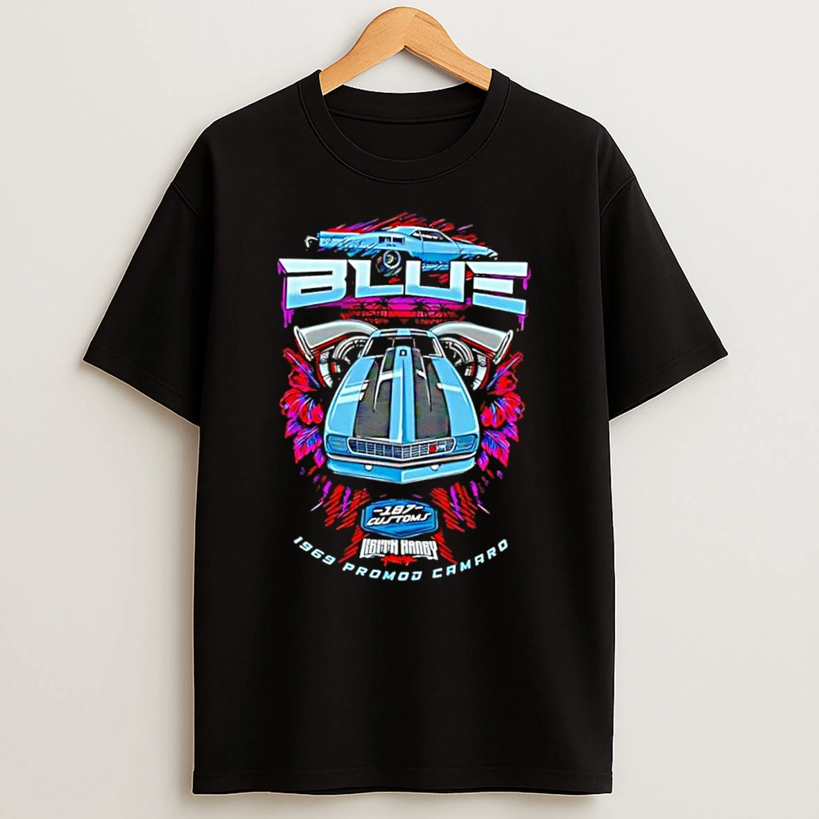 187 Customs Keith Hanby 1969 Promod Camaro Blue Racing Car Shirts