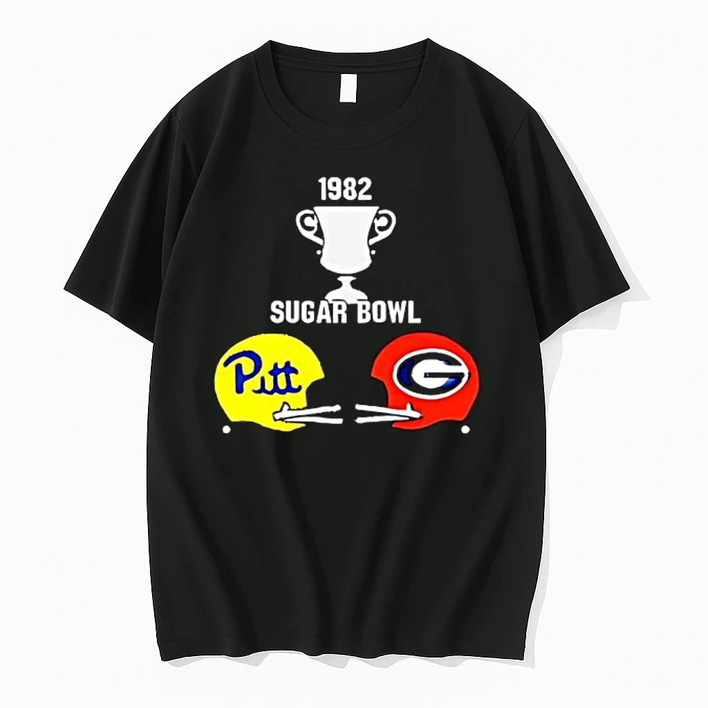 1982 Sugar Bowl Pitt Vs Georgia Helmets Trophy Graphic Shirts