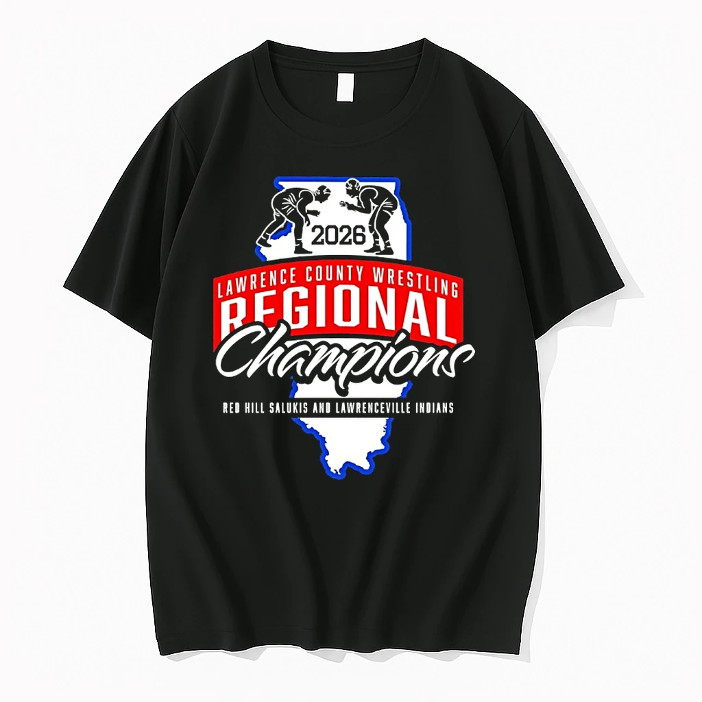 2026 Lawrence County Wrestling Regional Champions Red Hill Salukis And Lawrenceville Indians Shirts