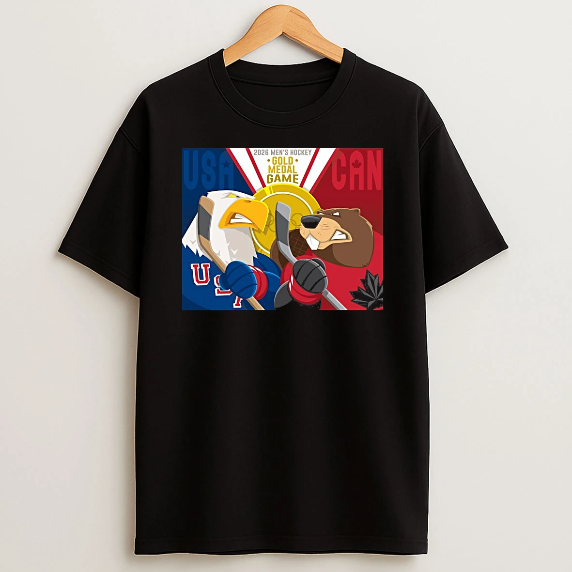 2026 Mens Hockey Gold Medal Game Usa Team Big Game Energy Mascot Shirts