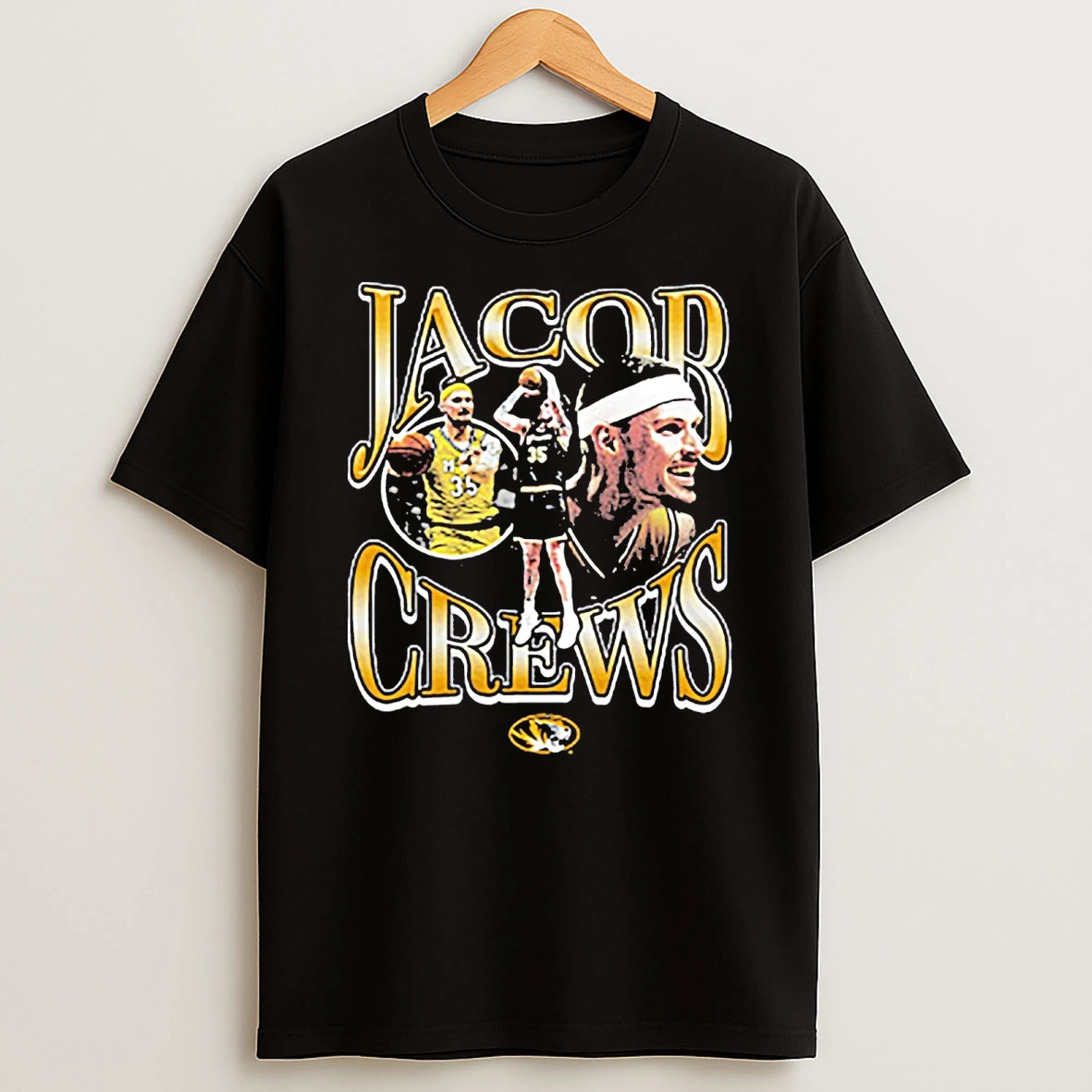 2026 Mizzou Tigers Nil Jacob Crews Basketball Player Shirts