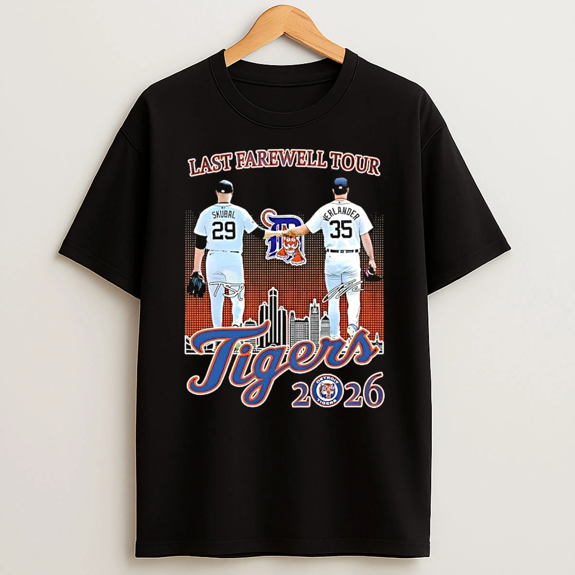 2026 Skubal Fist Bump Verlander Last Farewell Tour Detroit Tigers Skyline Shirts