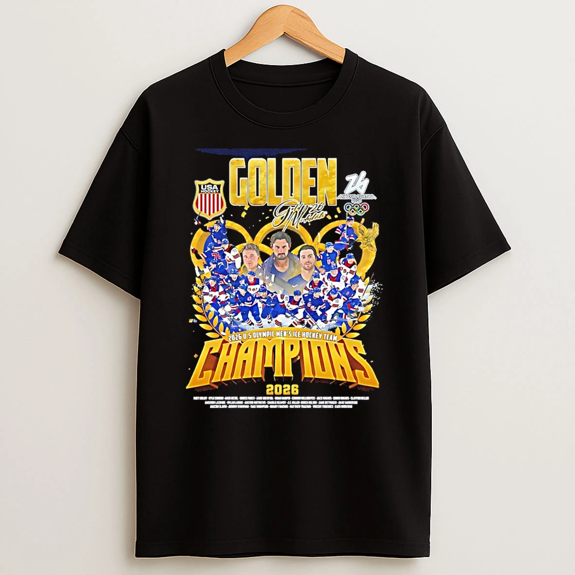 2026 Winter Olympics Gold Mens Ice Hockey Team Champions Shirts