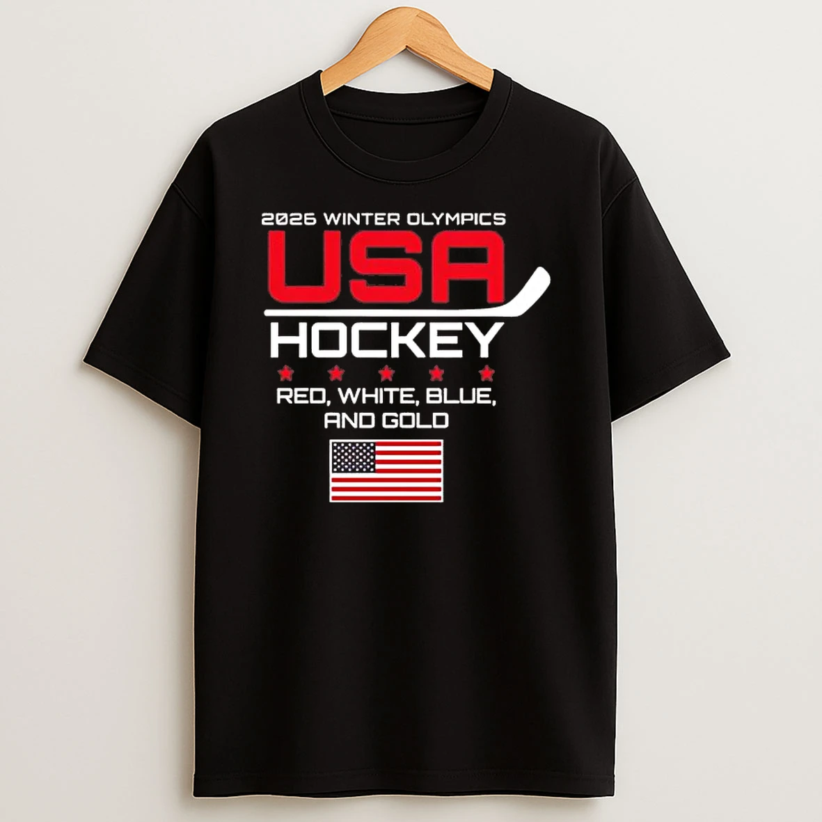2026 Winter Olympics Usa Hockey Red White Blue And Gold Shirts