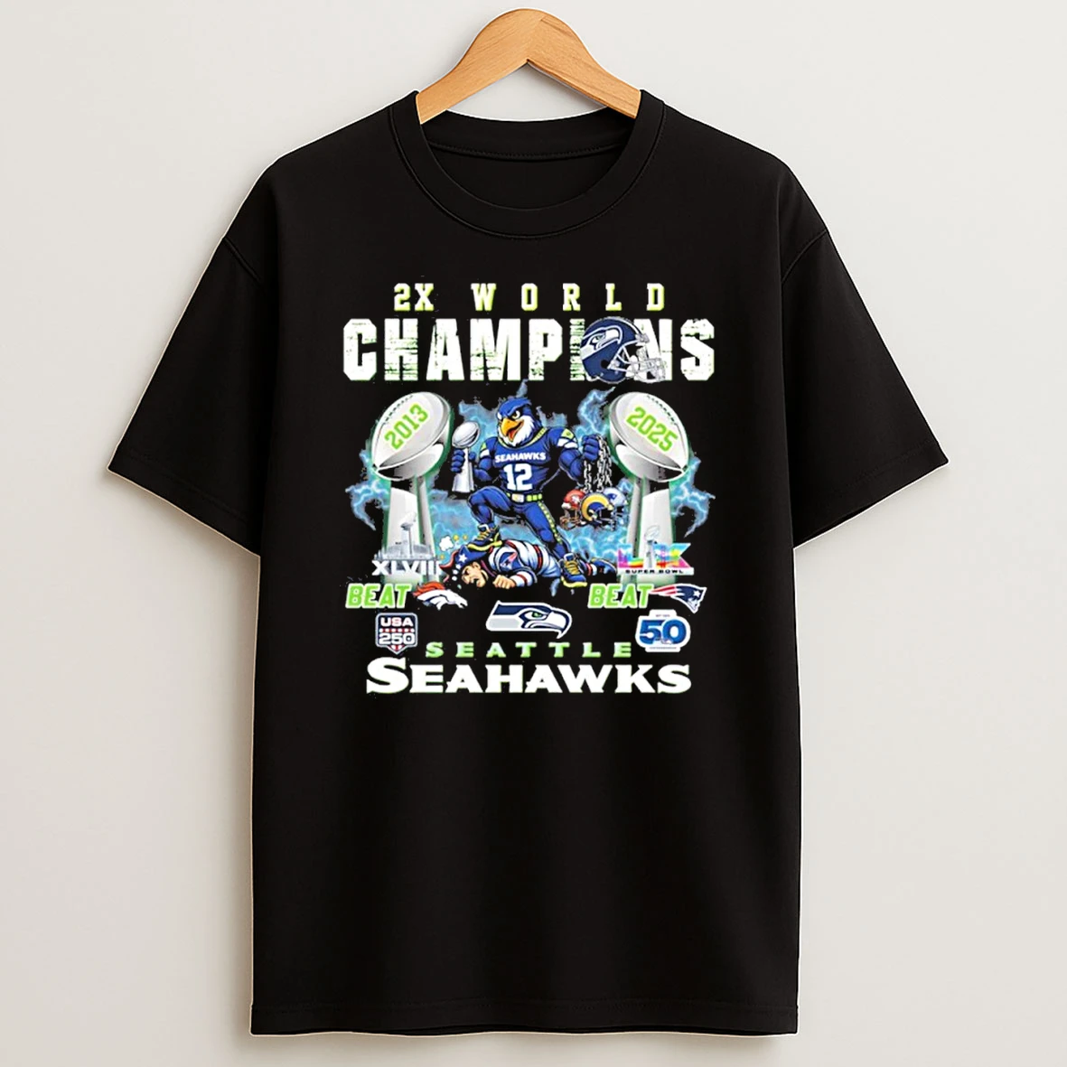 2x World Champions Seattle Seahawks Shirts