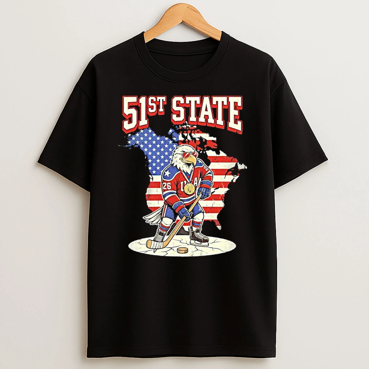 51st State Gold Medal Eagle Usa Hockey Shirts
