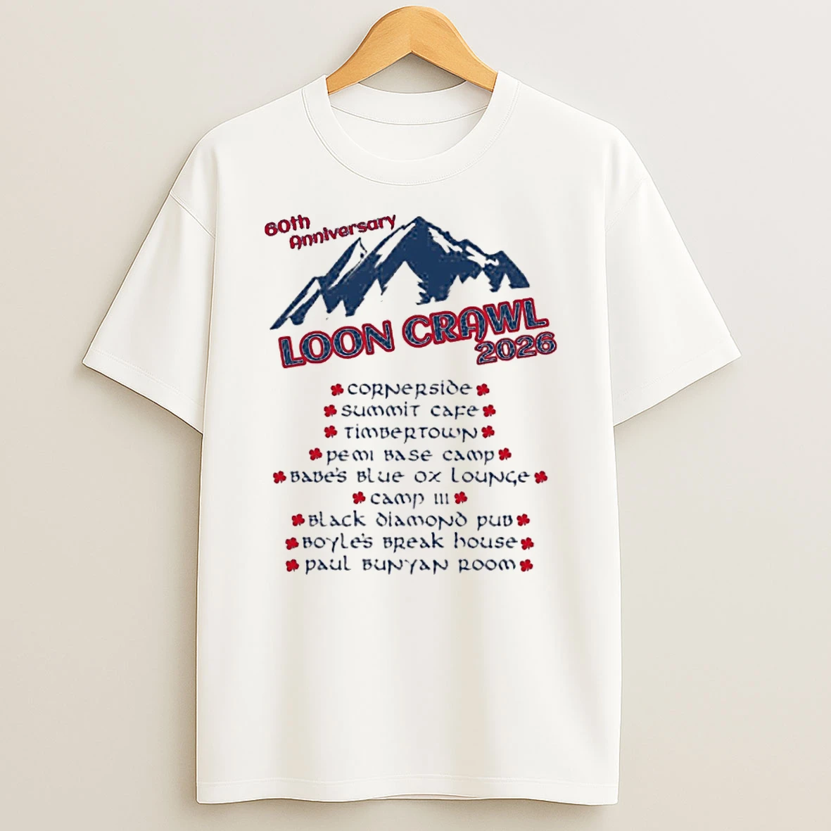 60th Anniversary Loon Crawl 2026 Cornerside Summit Cafe Timbertown Shirts