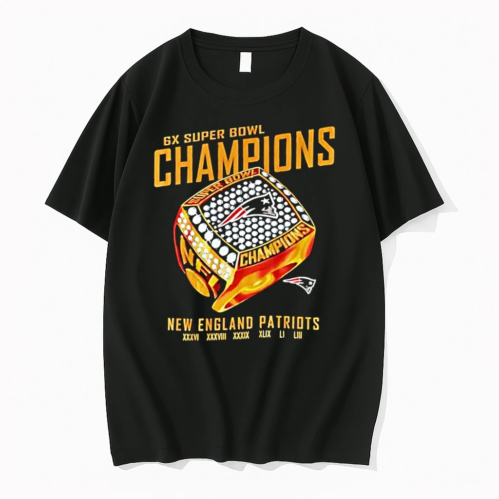 6x Super Bowl Champions New England Patriots Nfl Trophy Ring Shirts