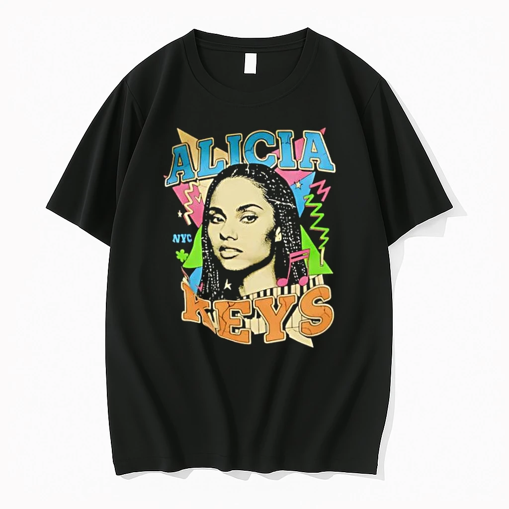 Alicia Keys Nyc Piano Keys Retro 90s Style Graphic Shirts