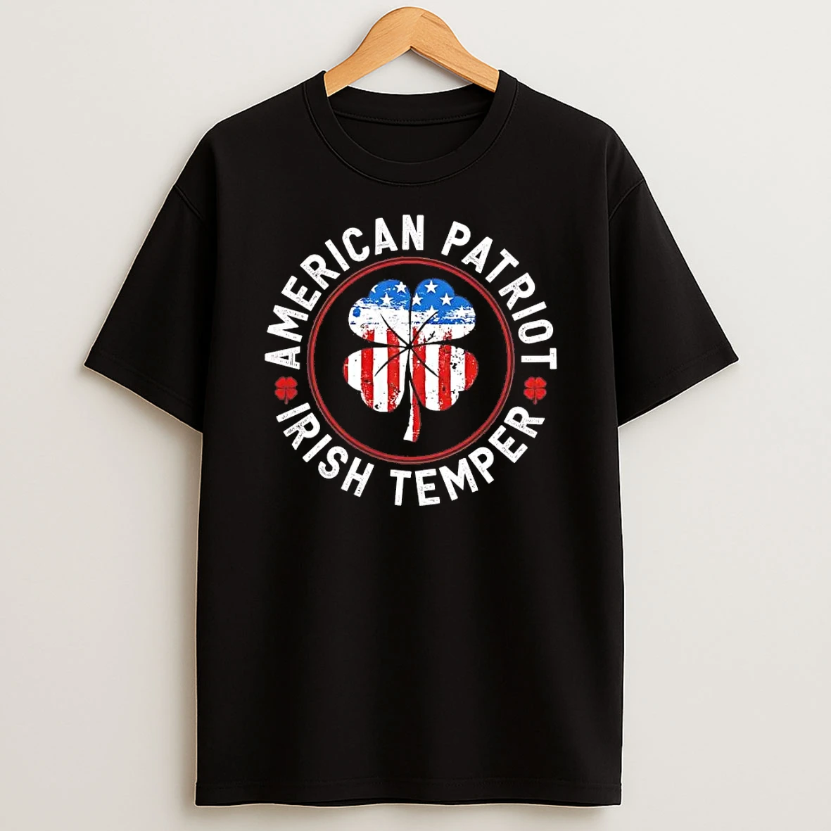 American Patriot Irish Temper Shamrock American Flag St Patricks Day Tee Shirts