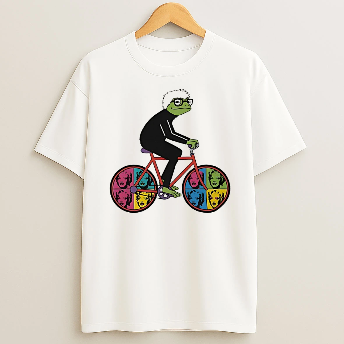 Andy Warhol Inspired Frog Cyclist Graphic Shirts