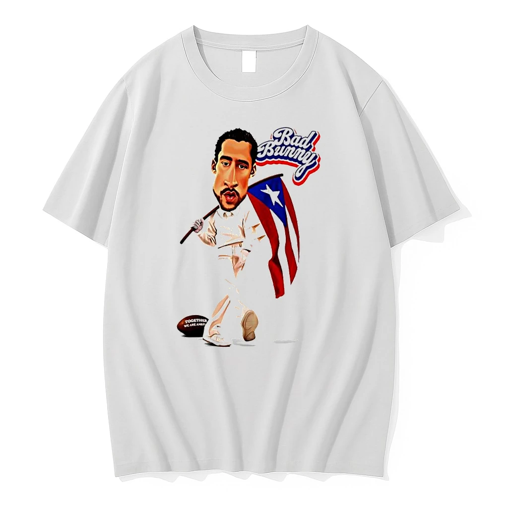 Bad Bunny Caricature Holding Puerto Rico Flag Sports Shirts