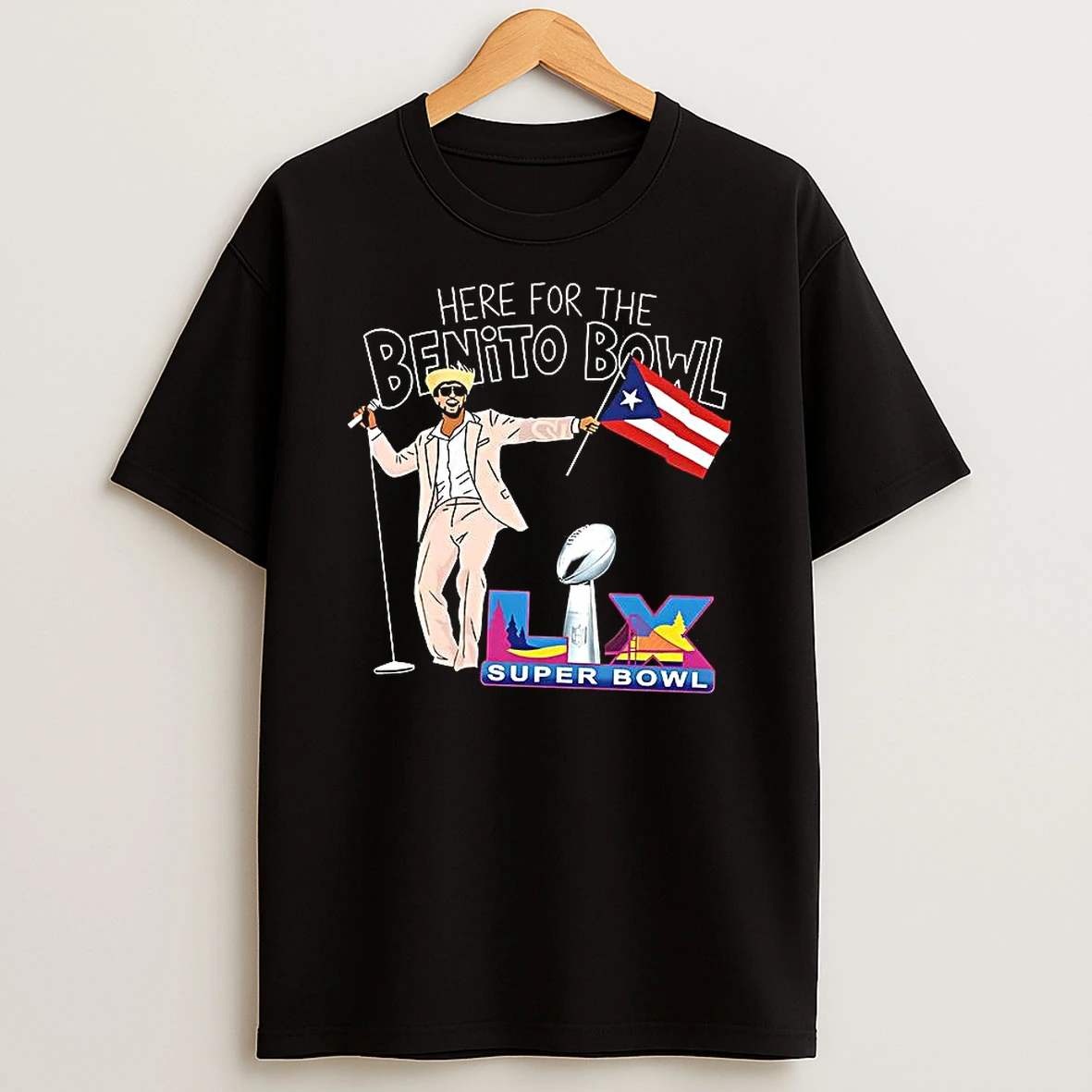 Bad Bunny Here For The Benito Bowl Super Bowl Lx Puerto Rico Flag Woman Shirts