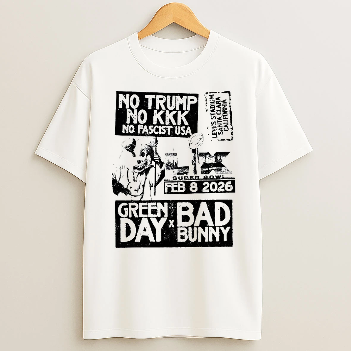Bad Bunny Super Bowl Lx 2026 No Trump No Fascist Usa Freedom Noise Protest Woman Shirts