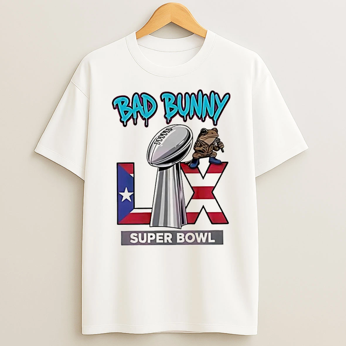 Bad Bunny Super Bowl Lx Puerto Rico Flag Frog Halftime Show Shirts