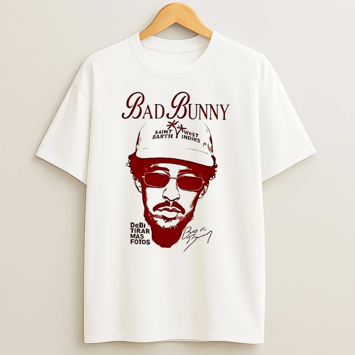 Bad Bunny Debi Tirar Mas Fotos Signature Portrait Sketch Woman Shirts