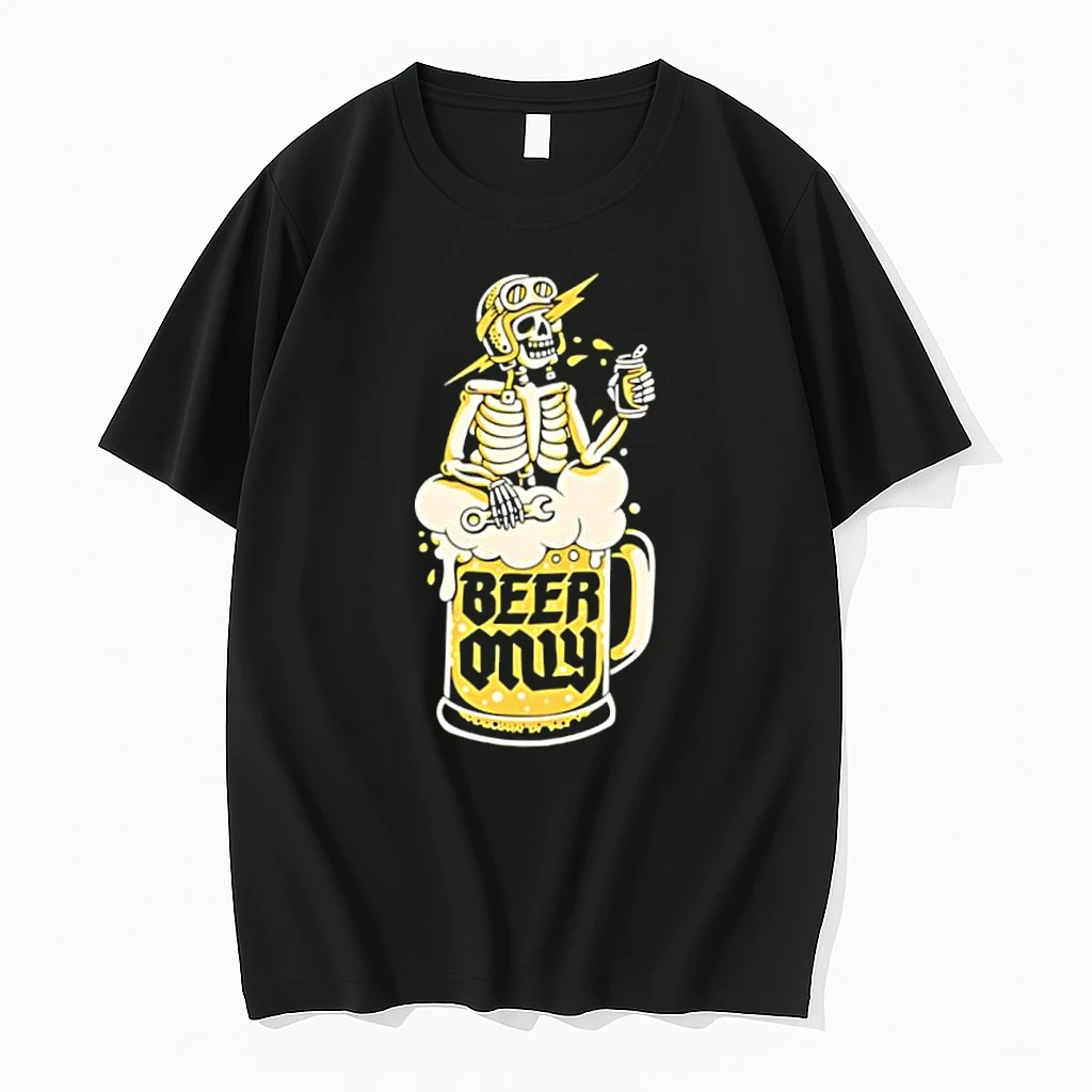 Beer Only Skeleton Mechanic Drinking From A Shirts