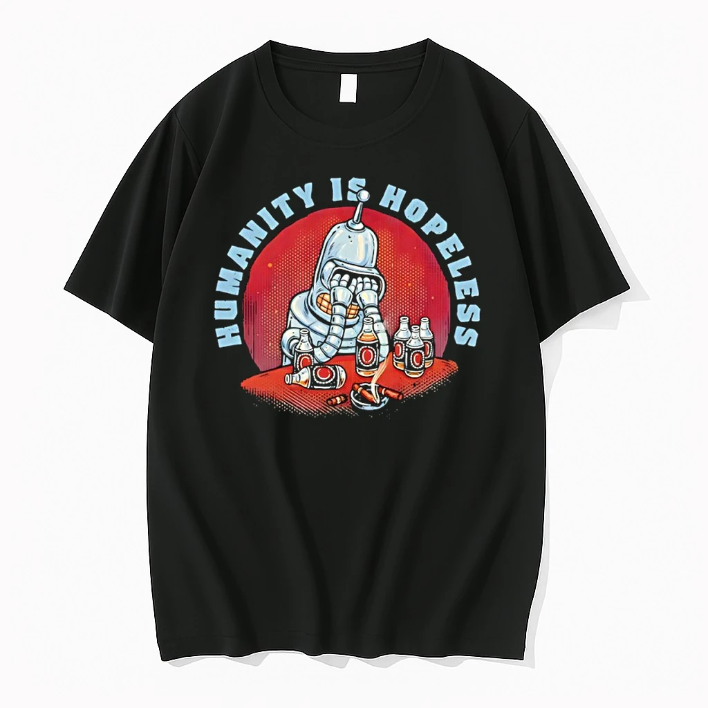 Bender From Futurama Crying Humanity Is Hopeless Funny Shirts