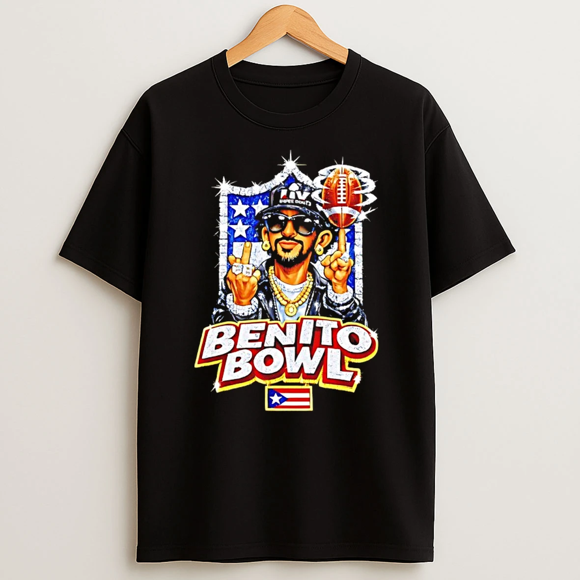 Benito Bowl 2026 Super Bowl Bad Bunny Puerto Rico Flag Nfl Parody Logo Shirts