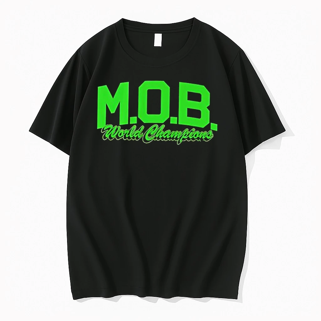 Best M O B World Champions Green Varsity Block Lettering Shirts