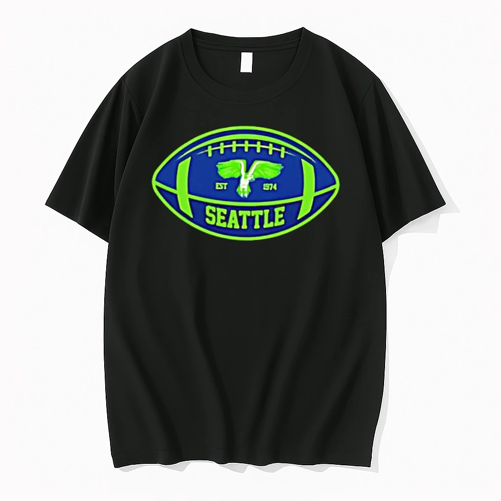 Best Seattle Football Est 1974 Flying Hawk Inside Football Shape Shirts