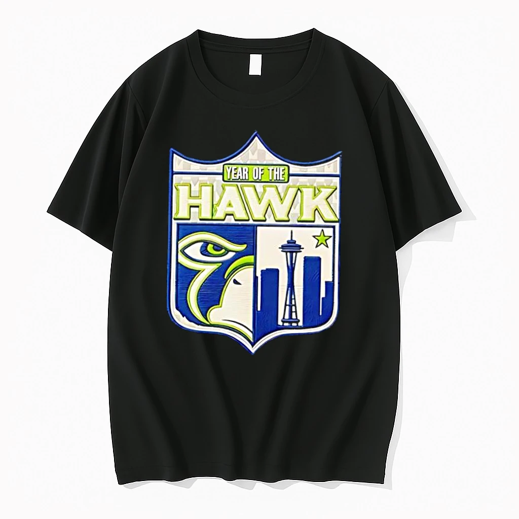 Best Year Of The Hawk Seattle Space Needle Skyline Football Shield Logo Shirts