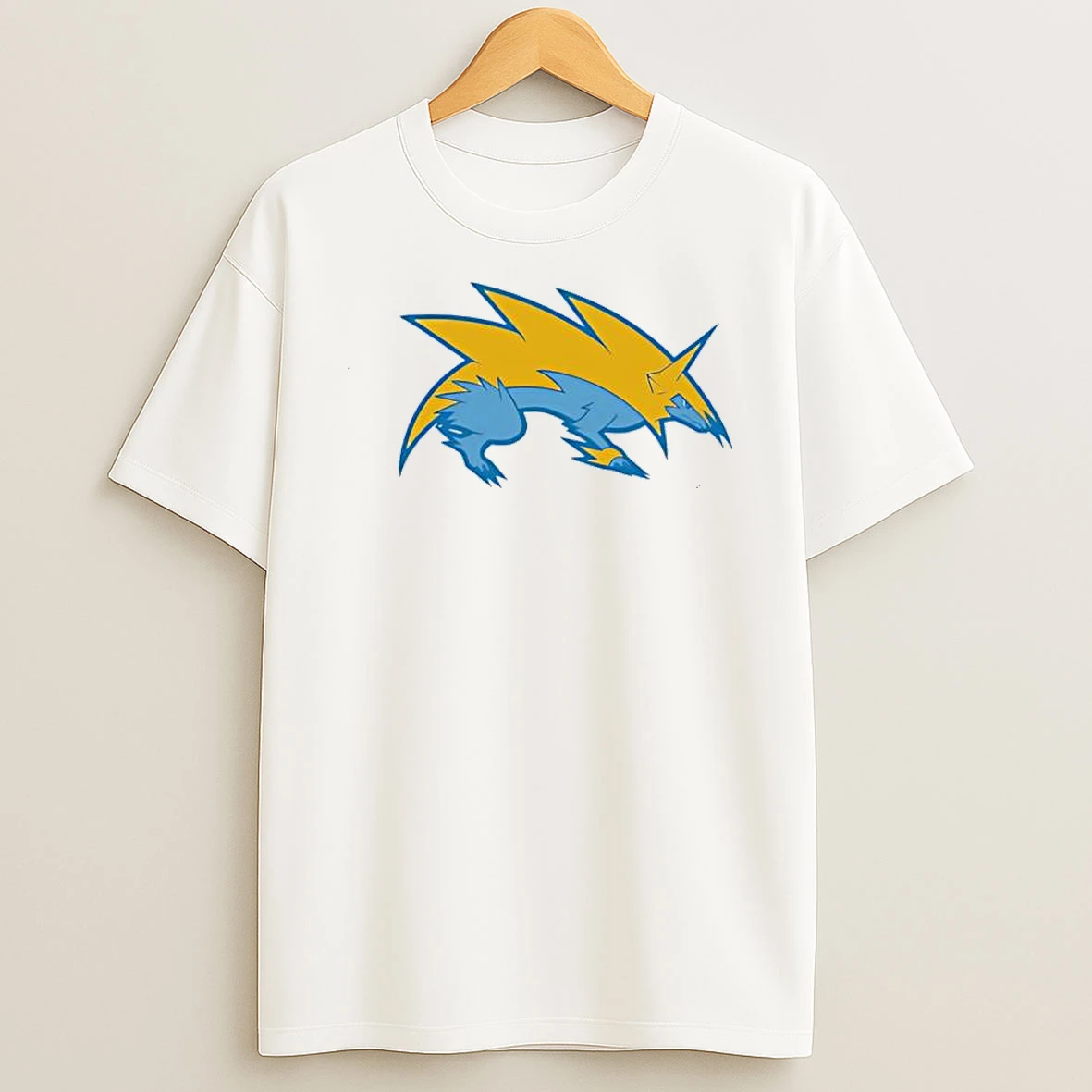 Blue And Yellow Stylized Electric Wolf Lightning Creature Shirts