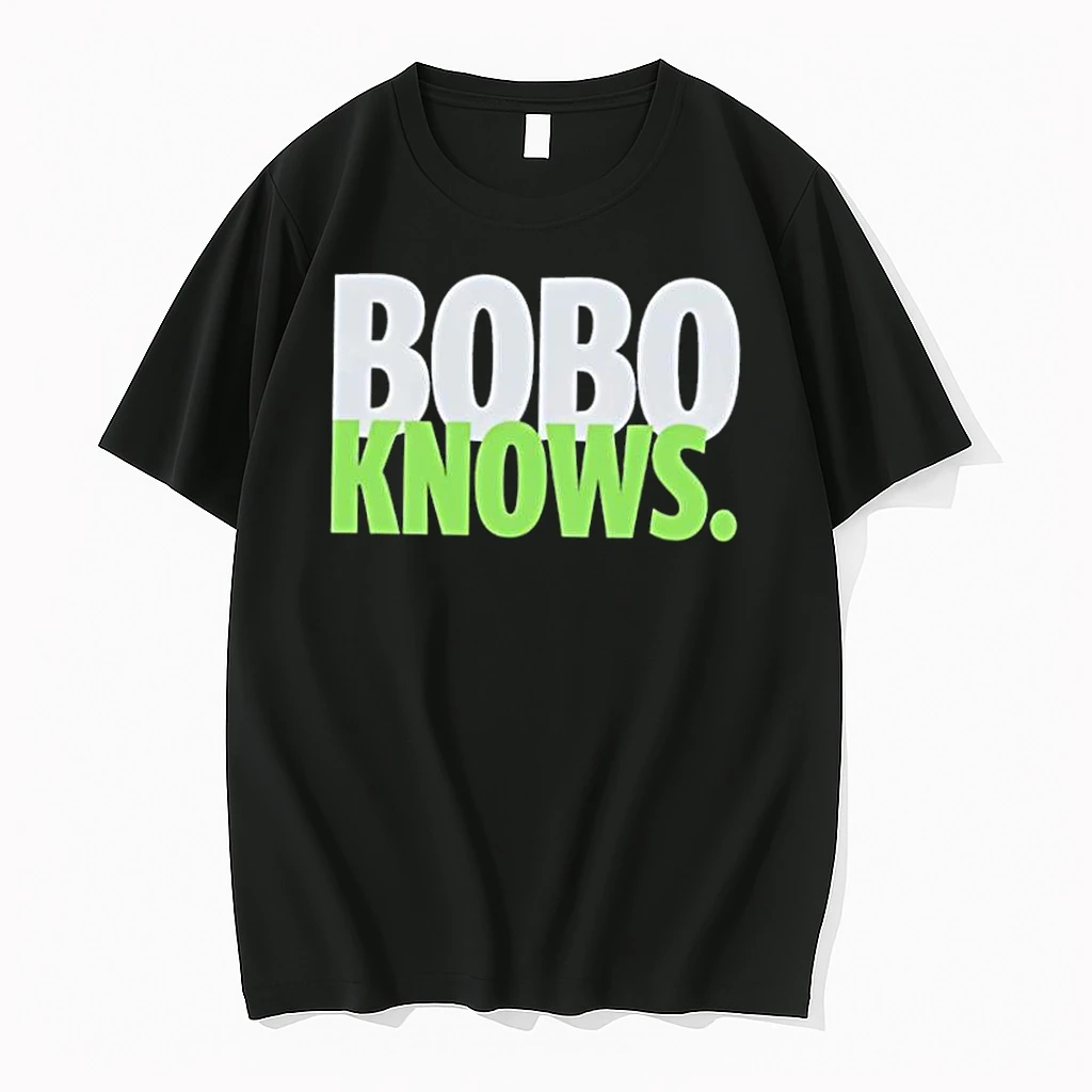 Bobo Knows Silver And Green Bold Text Shirts