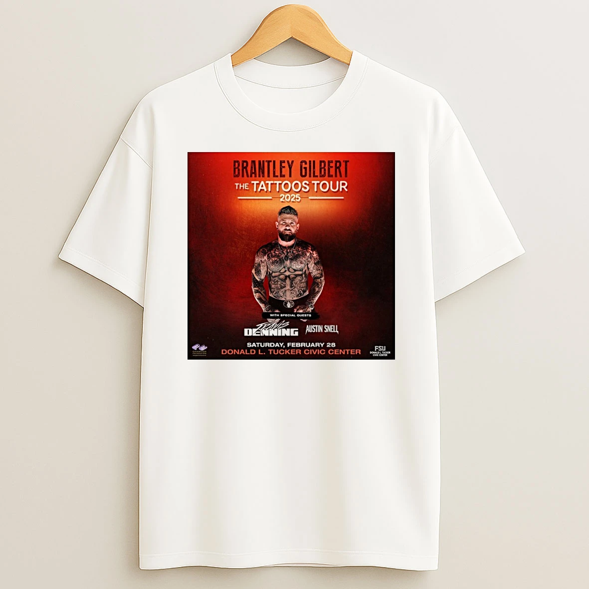 Brantley Gilbert The Tattoos Tour 2025 February 28 2026 Donald L Tucker Civic Center Shirts
