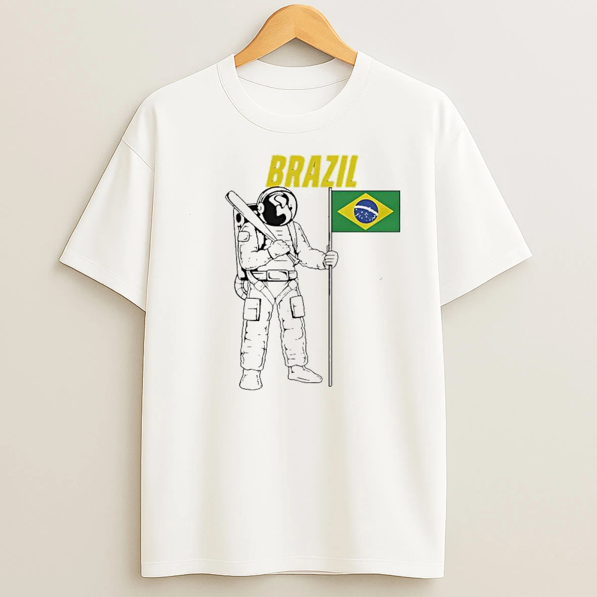 Brazil Astronaut Holding Baseball Bat And Flag Of Brazil Shirts