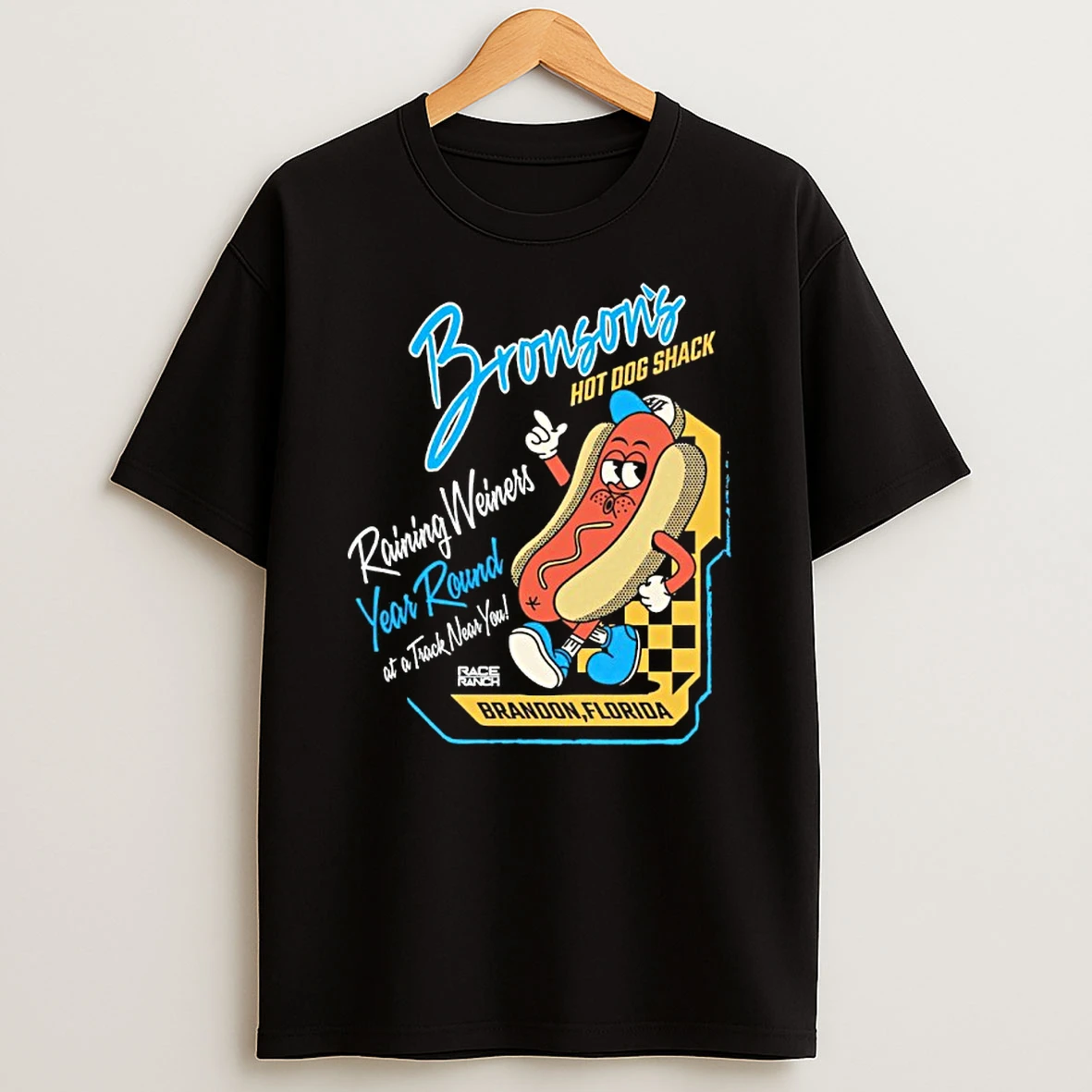 Bronsons Hot Dog Shack Raining Weiners Year Round At A Track Near You Shirts