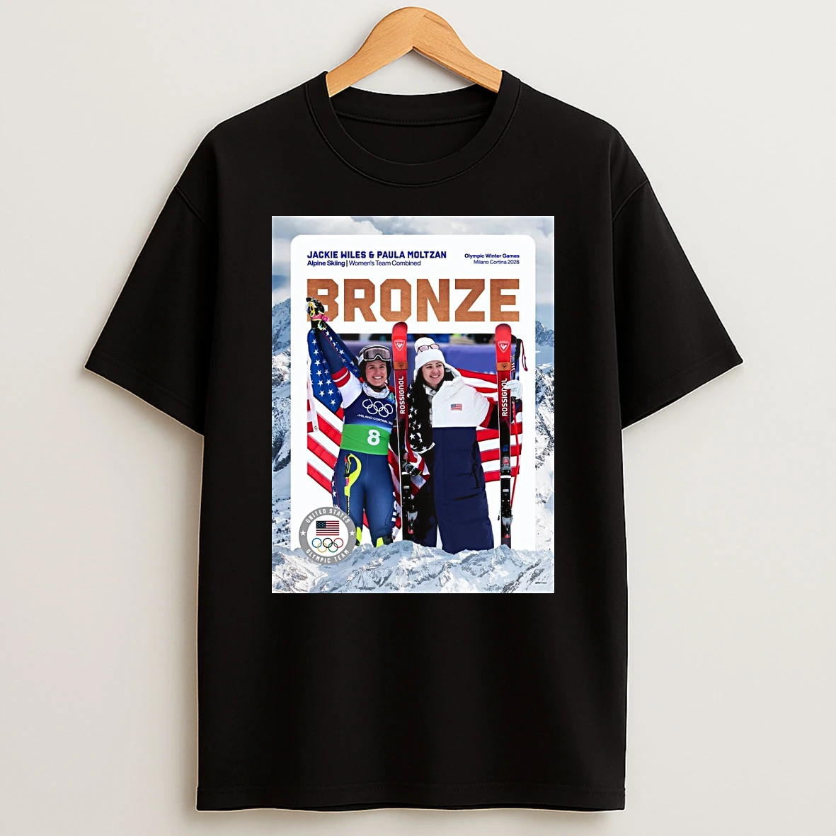 Bronze Jackie Wiles And Paula Moltzan Alpine Skiing Womens Team Combined 2026 Shirts