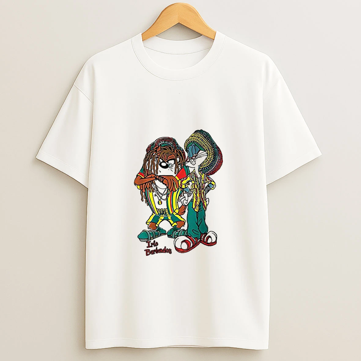 Bugs Bunny And Taz Rasta Irle Barbados Looney Tunes Cartoon Vintage 90s Woman Shirts