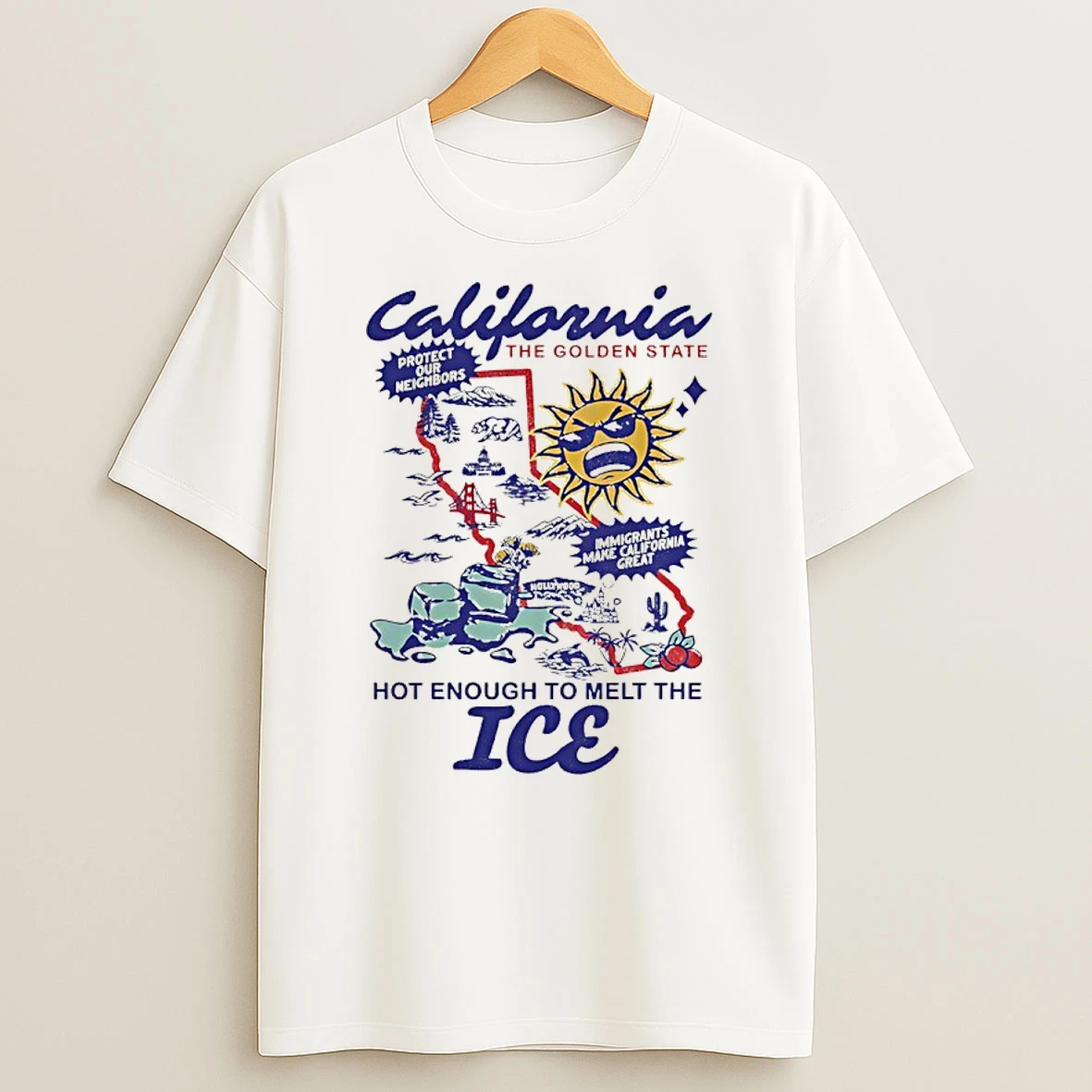 California The Golden State Hot Enough To Melt The Ice 2026 Graphic Shirts