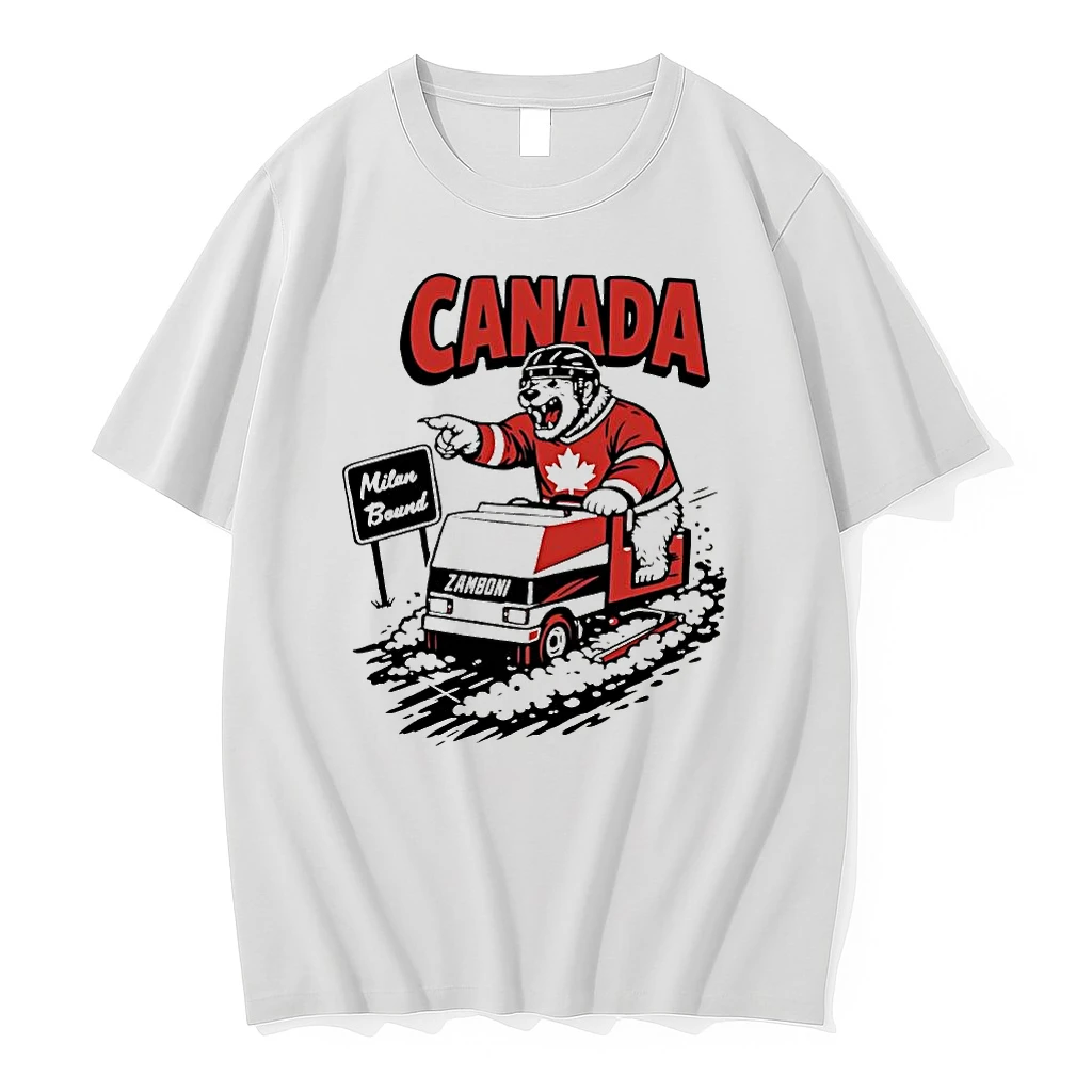Canada Hockey Polar Bear Milan Bound Driving Zamboni Winter Sports Shirts