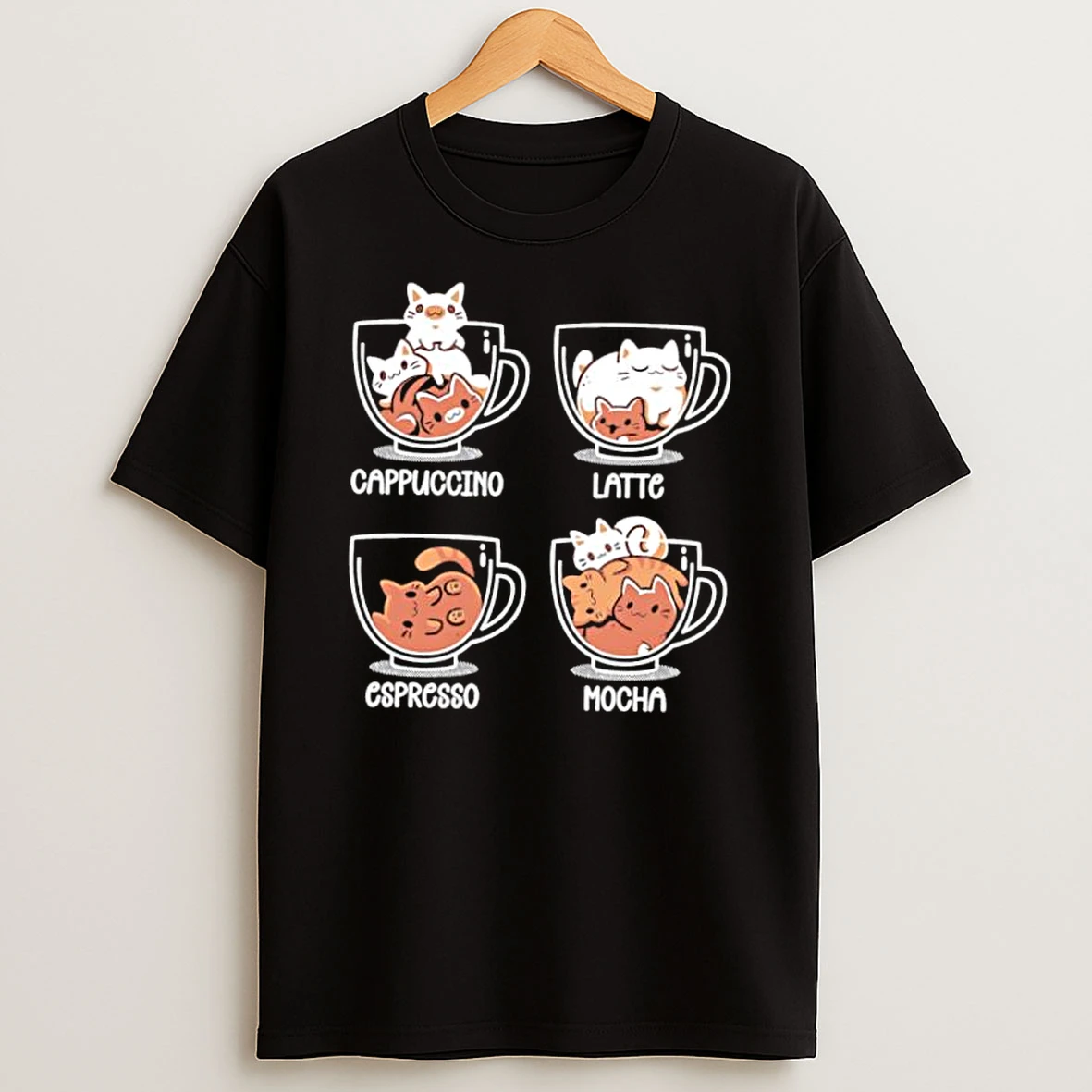 Cappuccino Latte Espresso Mocha Cute Coffee Cats Shirts