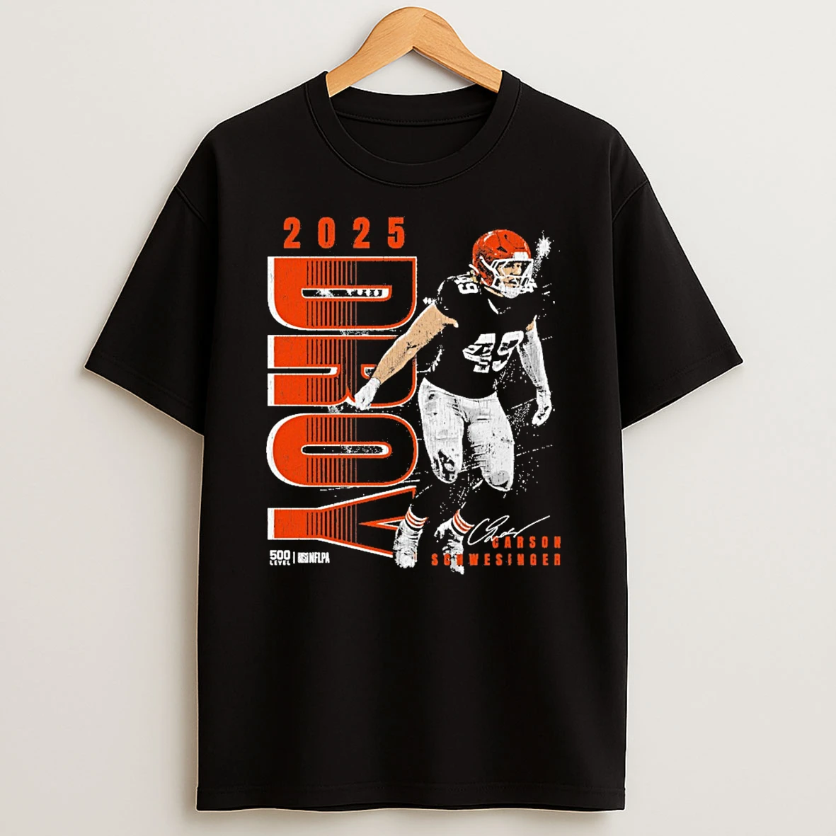 Carson Schwesinger Cleveland Browns Nfl 2025 Droy Signature Shirts